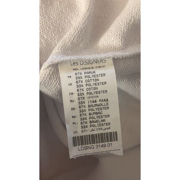 Les D.Signers Couture White Crewneck Sweatshirt Rhinestones Size: S - Excellent - Picture 11 of 15